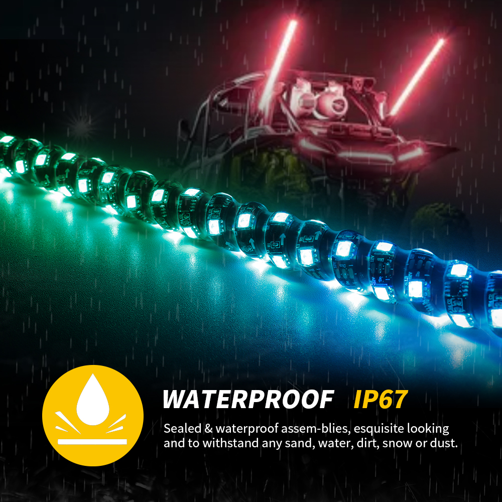 2-Foot RGB LED Whip Light Pair